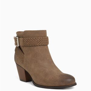 BROWN FAUX LEATHER BRAIDED BOOTIE (WW)